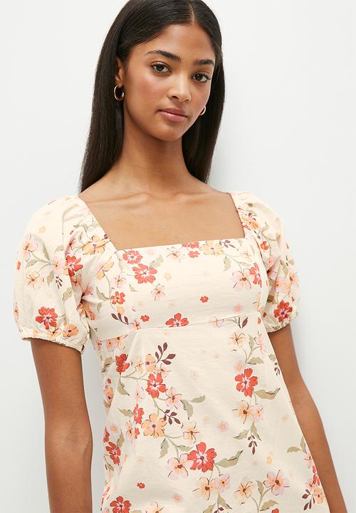Cotton On - Tori tie up mini dress - dharma floral procelain
