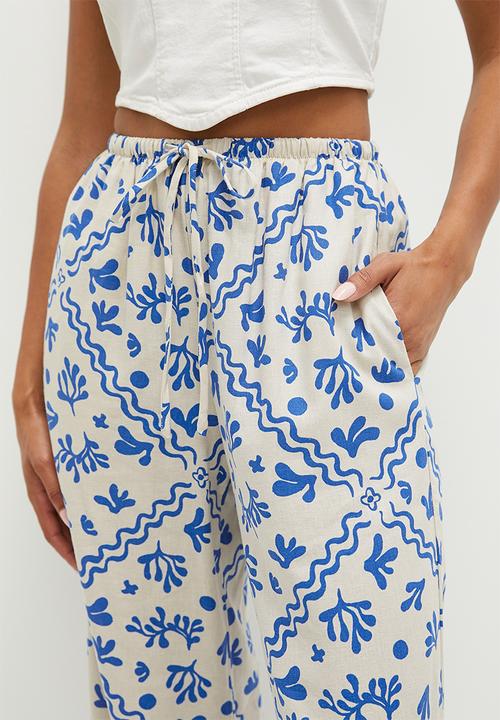 Cotton On - Haven wide leg pant - blue coral border