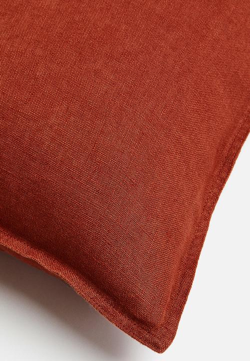 H&M - Washed linen cushion cover - rust brown