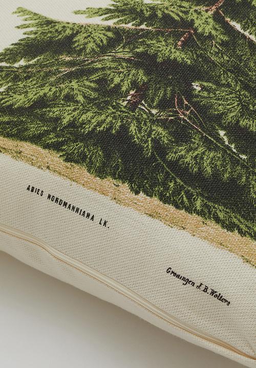 H&M - Printed cushion cover - light beige/fir tree
