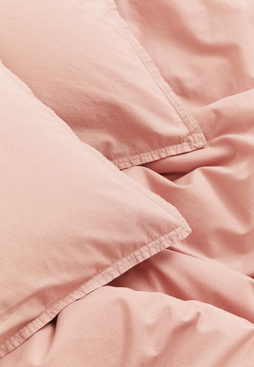 H&M - Washed cotton double/king duvet cover set - pink