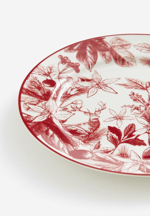 H&M - Porcelain mid plate - red floral 