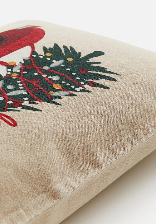 H&M - Printed cushion cover - light beige happy holidays