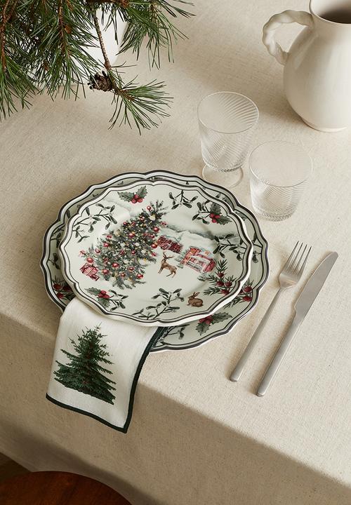 H&M - Small porcelain plate - white christmas tree 