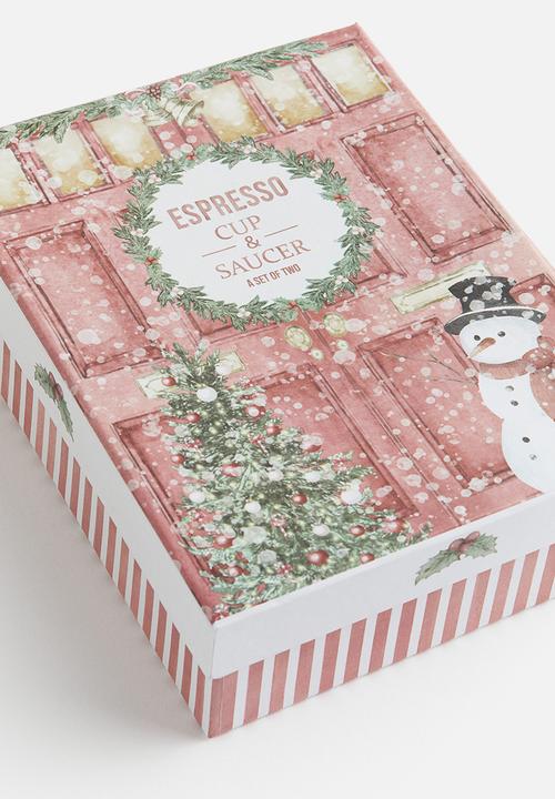H&M - Gift-boxed 2-pack espresso cups & saucers - red christmas motif 