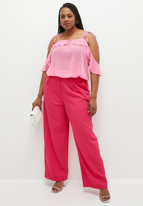 MILLA - Frill detail cold shoulder - pink