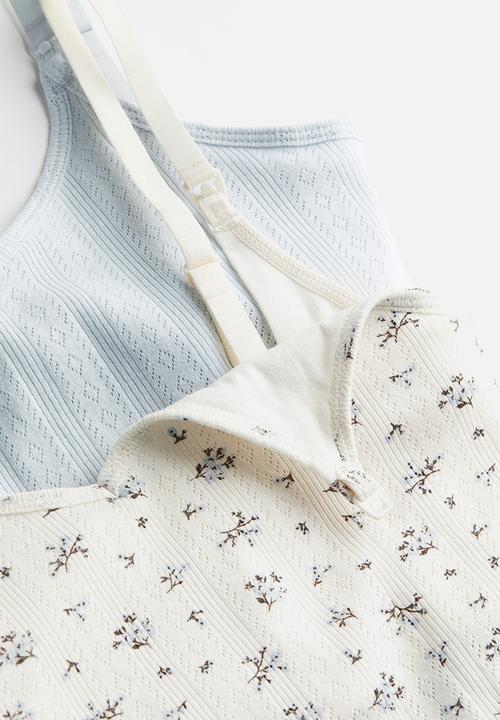 H&M - Mama 2-pack nursing vest tops - white/light blue floral