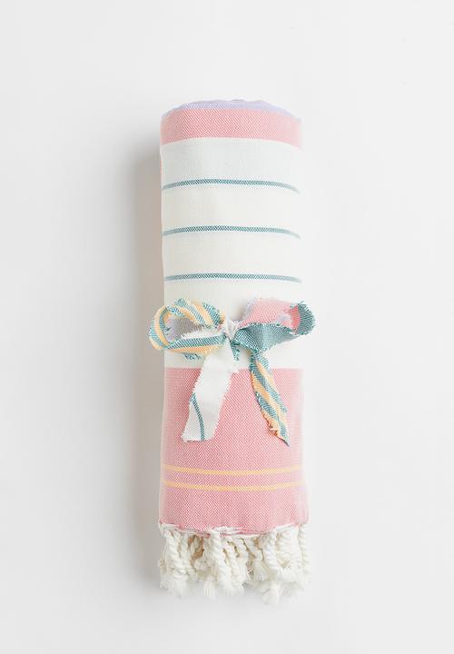 H&M - Large cotton beach towel - pink striped