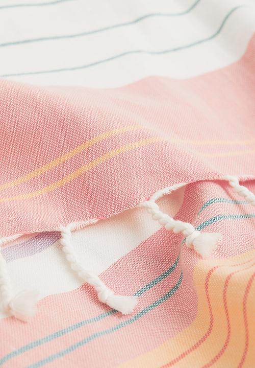 H&M - Large cotton beach towel - pink striped