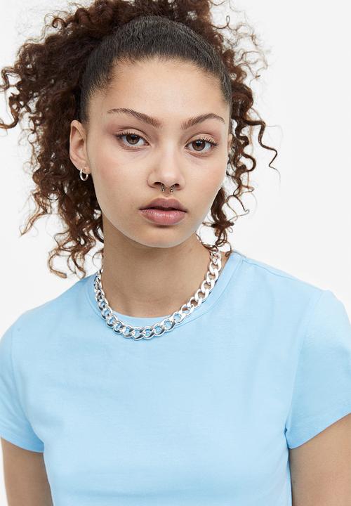 H&M - Cotton jersey t-shirt - light blue 