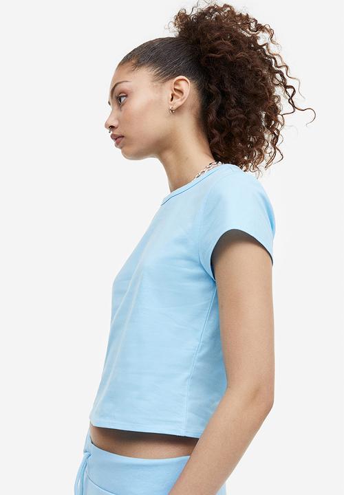 H&M - Cotton jersey t-shirt - light blue 