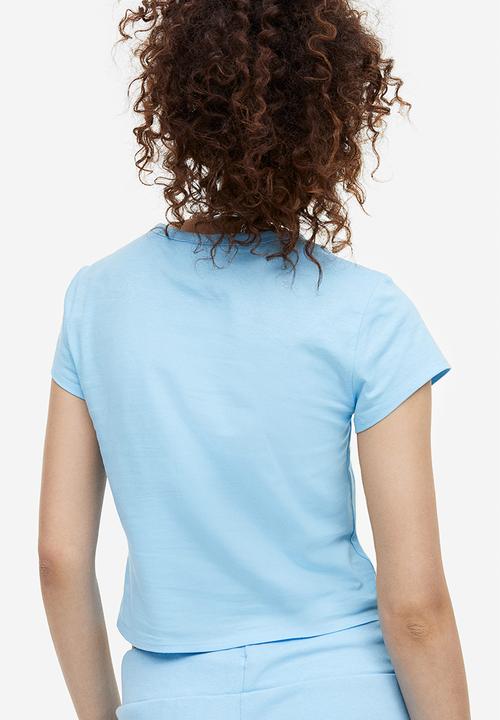 H&M - Cotton jersey t-shirt - light blue 