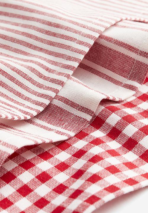 H&M - 3-Pack cotton tea towels - red patterned
