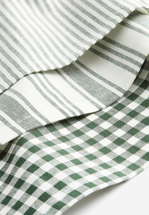 H&M - 3-Pack cotton tea towels - green checked