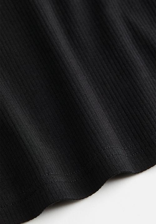 H&M - Ribbed cotton vest top - black