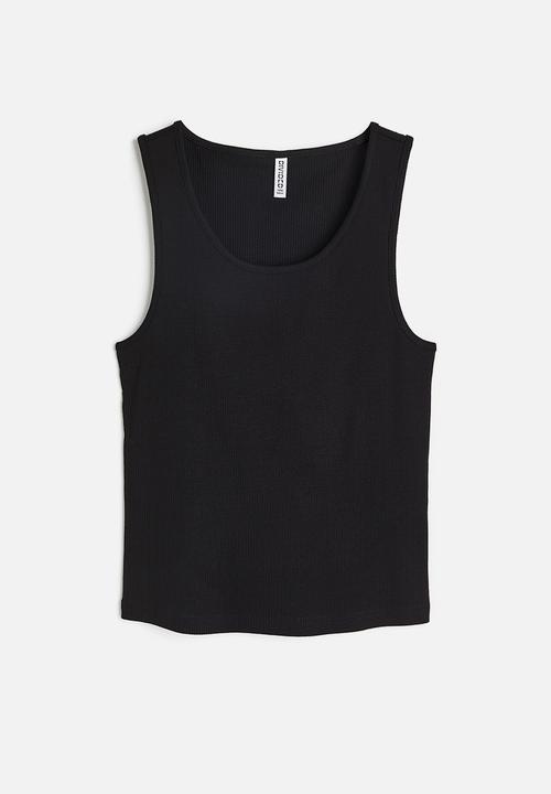 H&M - Ribbed cotton vest top - black
