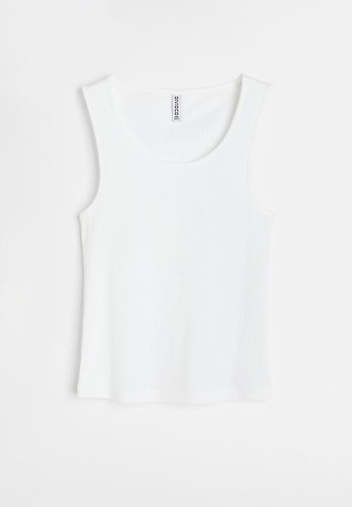 H&M - Ribbed cotton vest top - white