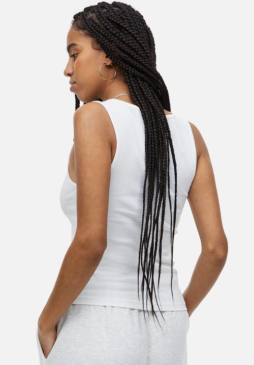 H&M - Ribbed cotton vest top - white