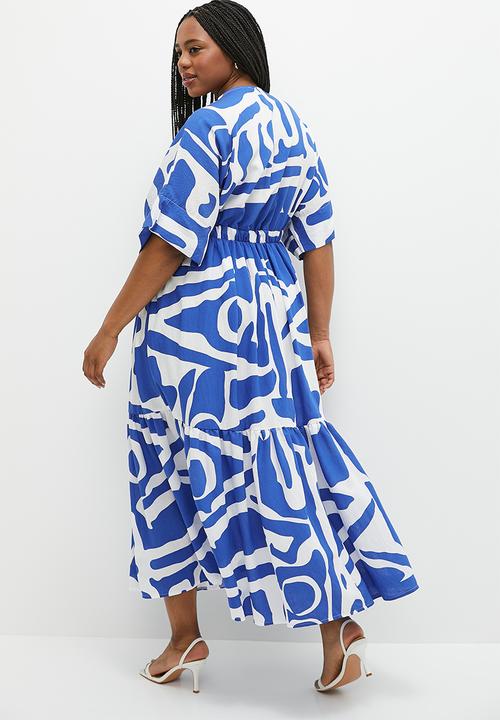 Me&B - Plus the lucy midi dress with tie front detail - atlantic