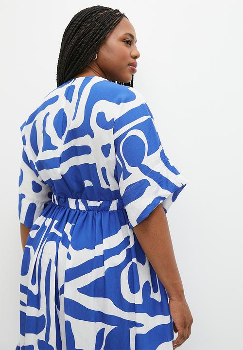Me&B - Plus the lucy midi dress with tie front detail - atlantic