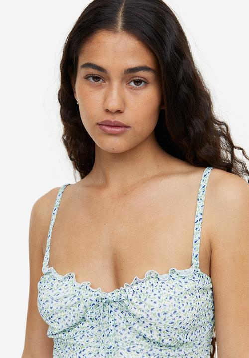H&M - Draped dress - light green floral 
