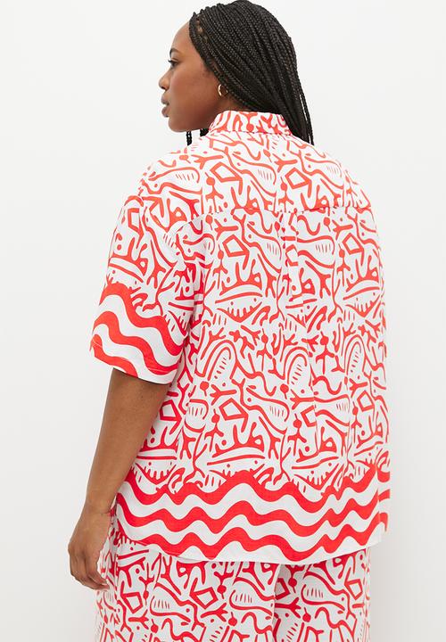 Me&B - Plus the boxy viscose shirt - aztec border
