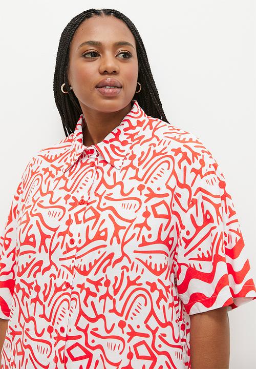 Me&B - Plus the boxy viscose shirt - aztec border