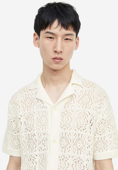 H&M - Regular fit crochet look resort shirt - cream