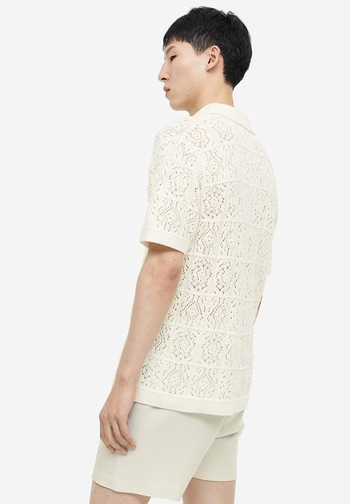 H&M - Regular fit crochet look resort shirt - cream