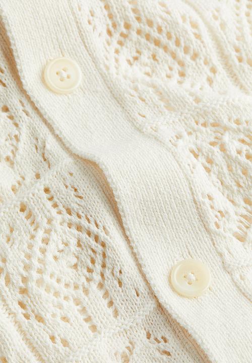 H&M - Regular fit crochet look resort shirt - cream