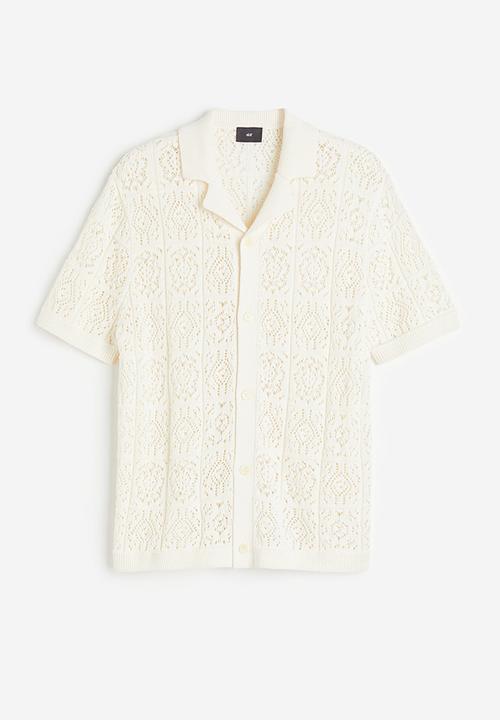 H&M - Regular fit crochet look resort shirt - cream