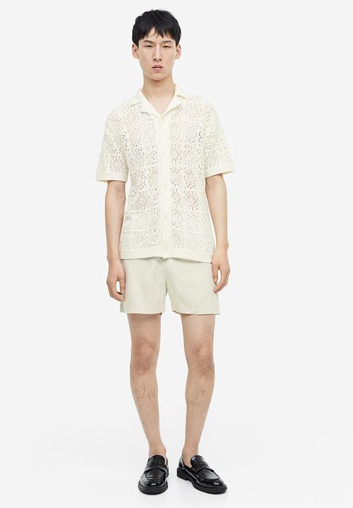 H&M - Regular fit crochet look resort shirt - cream