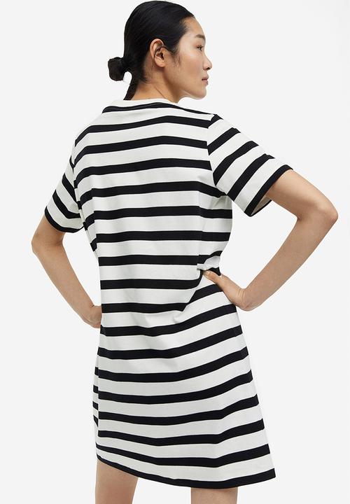 H&M - Cotton t-shirt dress - white black striped