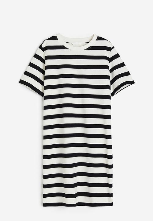 H&M - Cotton t-shirt dress - white black striped