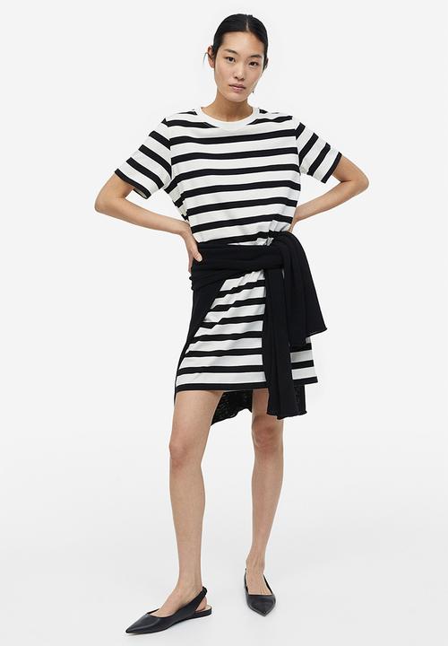 H&M - Cotton t-shirt dress - white black striped