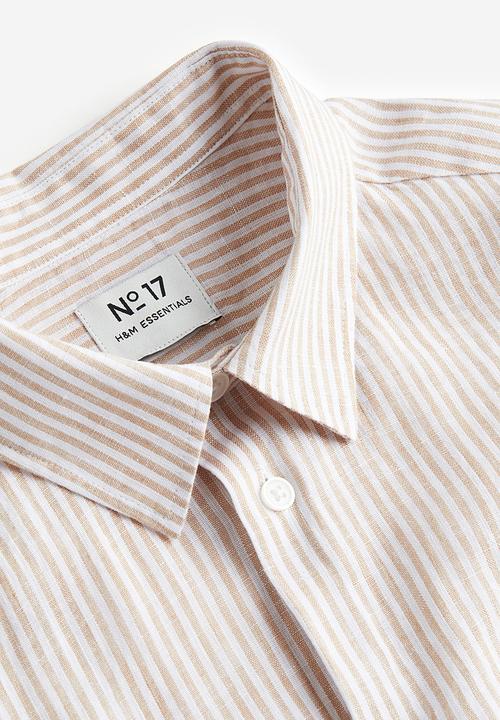 H&M - Regular fit linen shirt - light beige striped