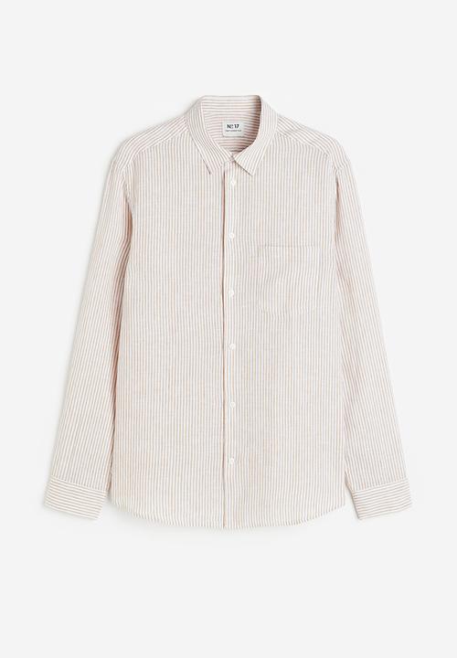 H&M - Regular fit linen shirt - light beige striped