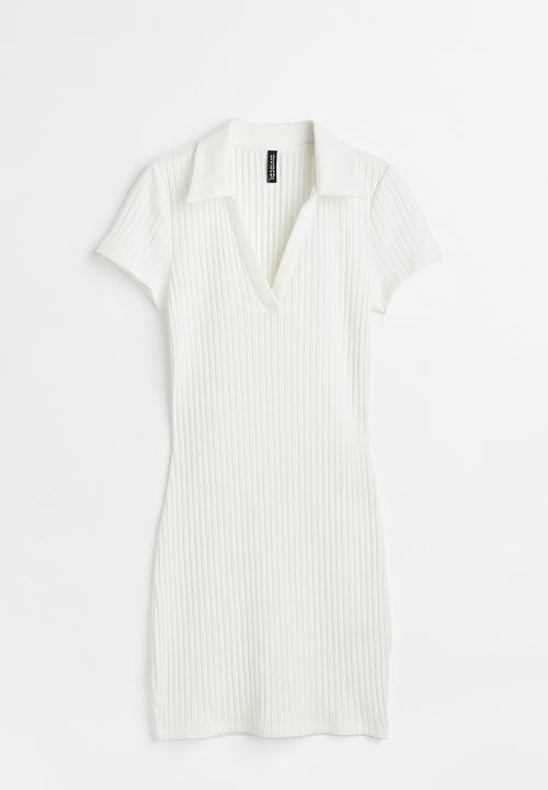 H&M - Collared jersey dress - white