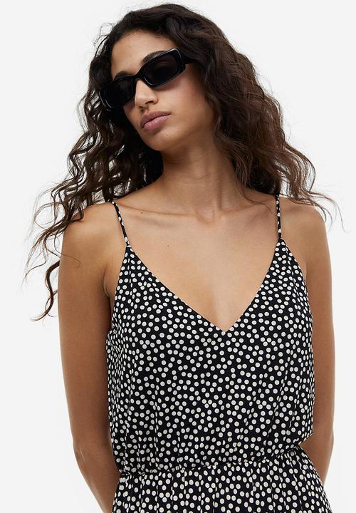 H&M - V-neck dress - black/spotted 