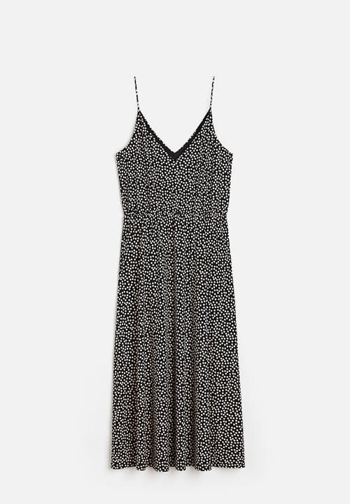 H&M - V-neck dress - black/spotted 