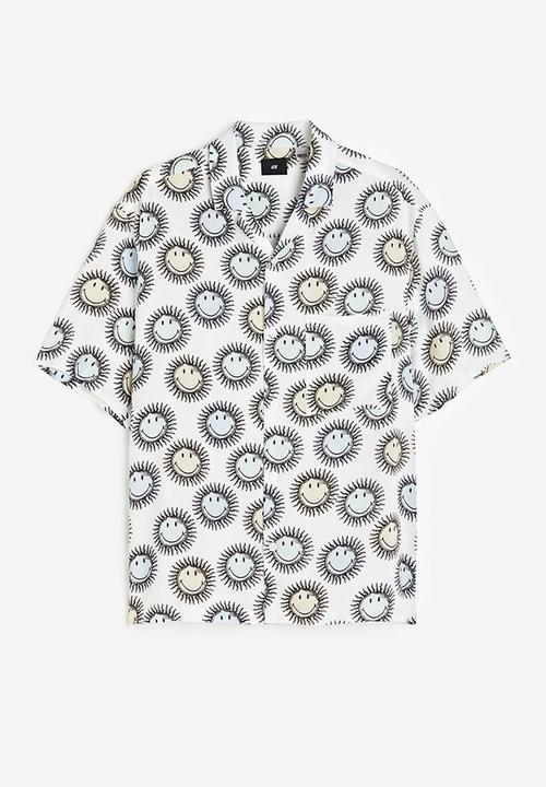 H&M - Relaxed fit patterned resort shirt - white suns 
