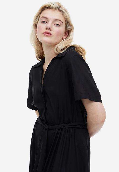 H&M - Tie-belt shirt dress - black