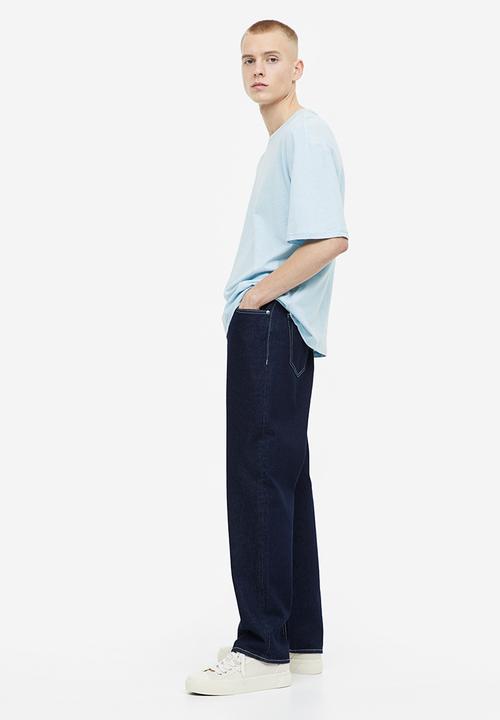 H&M - Relaxed fit linen-blend T-shirt - light blue 