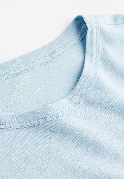 H&M - Relaxed fit linen-blend T-shirt - light blue 