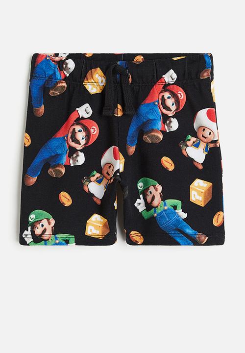 H&M - Printed pull-on shorts - black super mario 