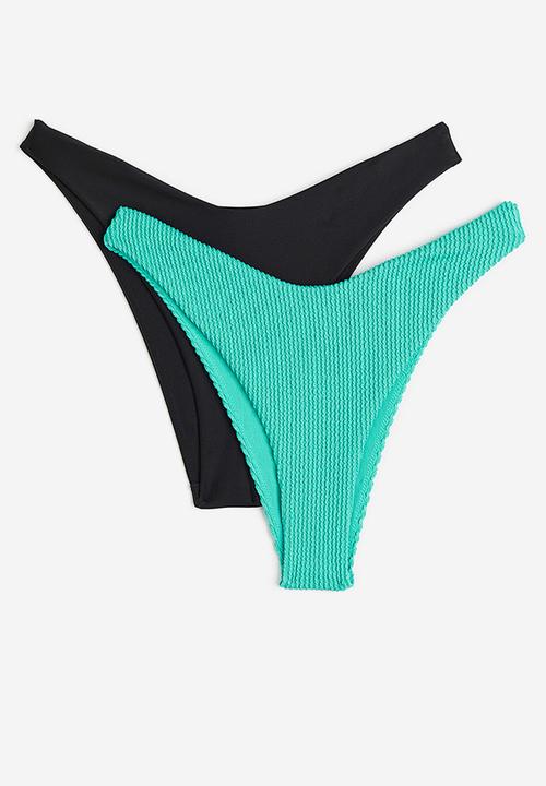 H&M - 2 Pack bikini bottoms - bright green & black 