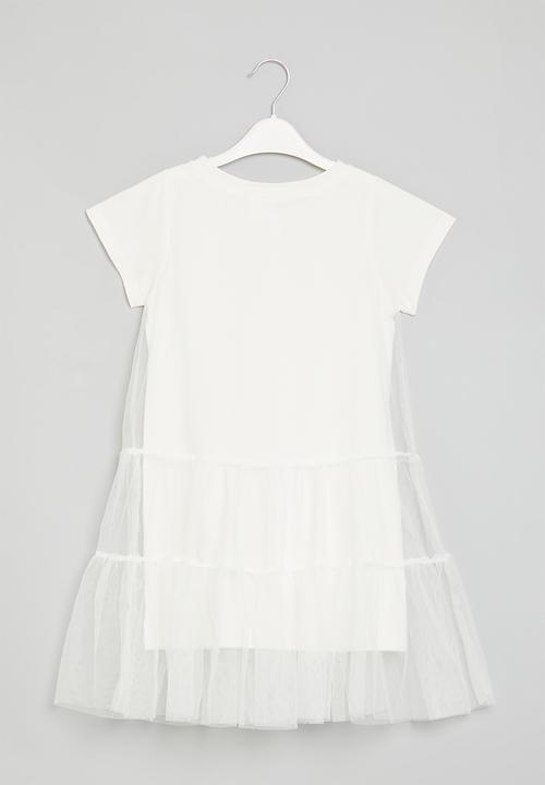 Pop Candy -  Tiered mesh dress - white