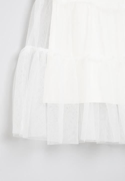 Pop Candy -  Tiered mesh dress - white