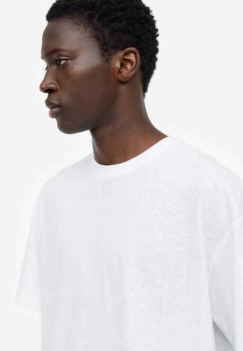 H&M - Relaxed fit linen-blend T-shirt - white