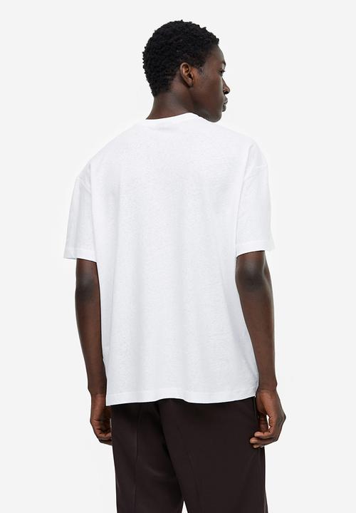 H&M - Relaxed fit linen-blend T-shirt - white
